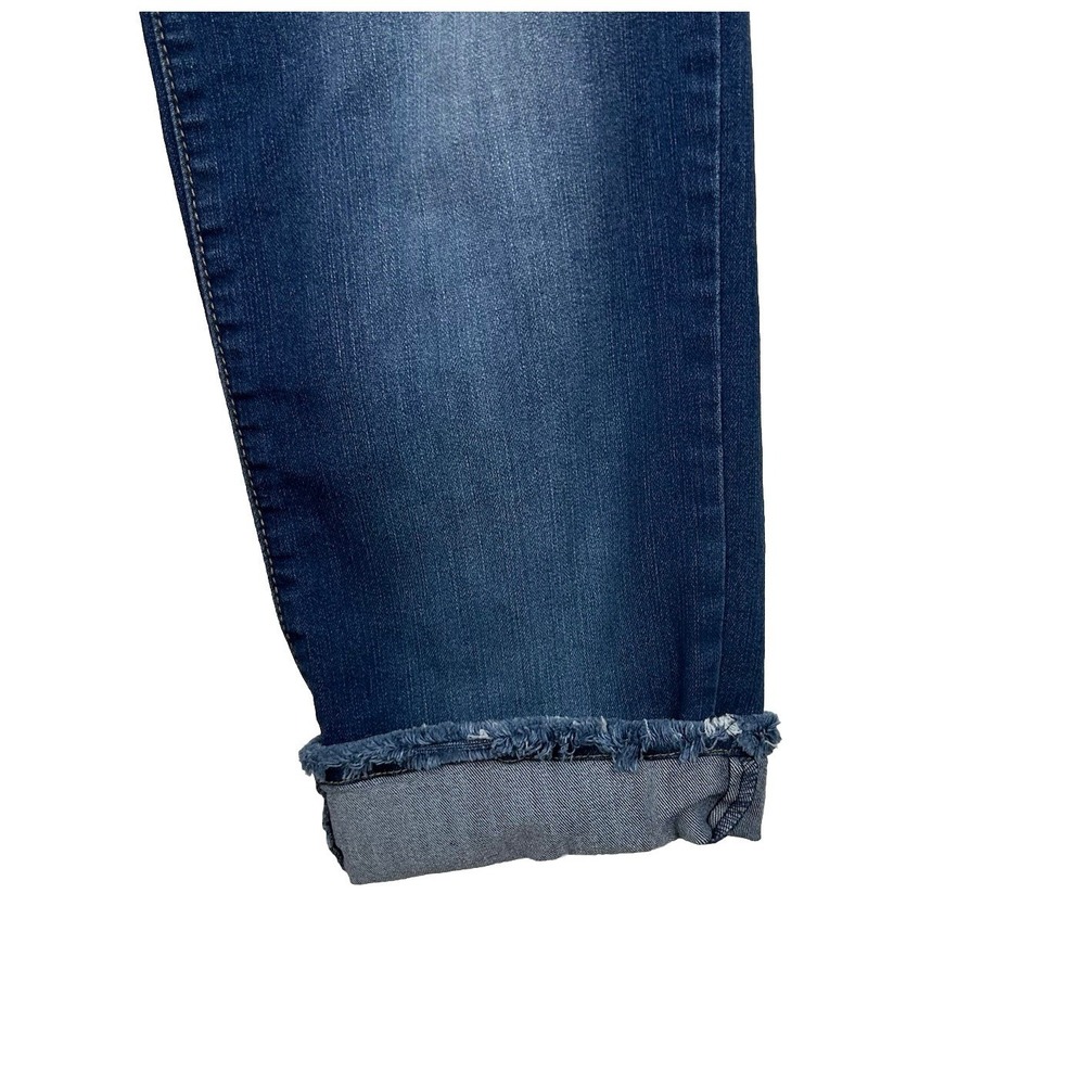 Democracy Ab Solution Jeans Women 8 Blue Medium Wash Denim Crop Frayed Roll Cuff - Picture 3 of 8